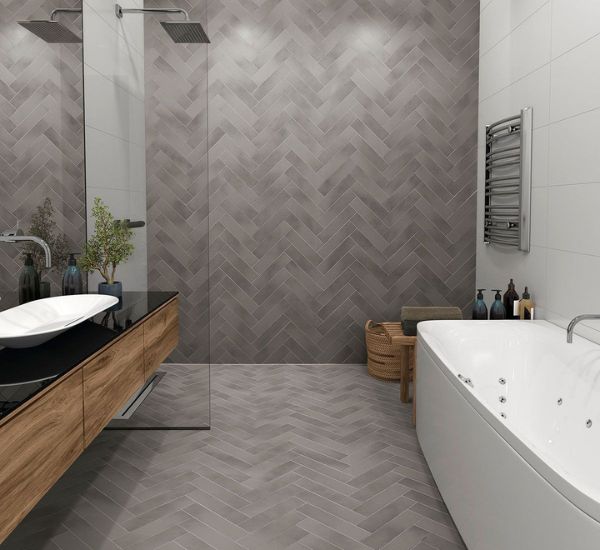 Lattialaatta Arredo Detroit 7.7x29.5 cm, matta, tummanharmaa