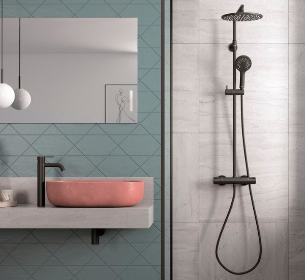 Sadesuihkusetti Damixa Silhouet, mattamusta, termostaattihanalla, suihkupää 250 mm