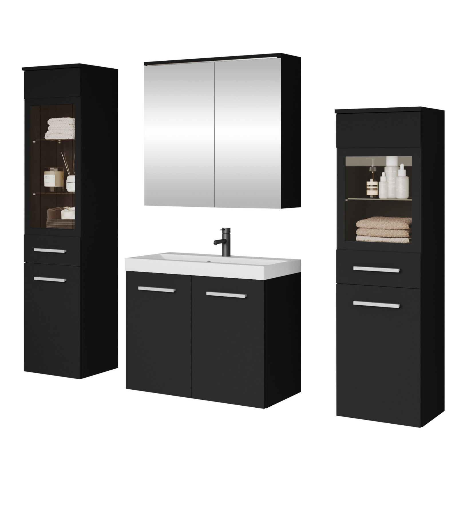 Kylpyhuoneen kalusteryhmä Madrit II pesualtaalla, musta