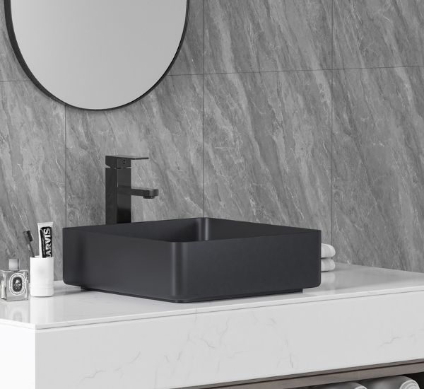 Malja-allas Bathlife Skatt 40, musta ruostumaton teräs, 406x406mm