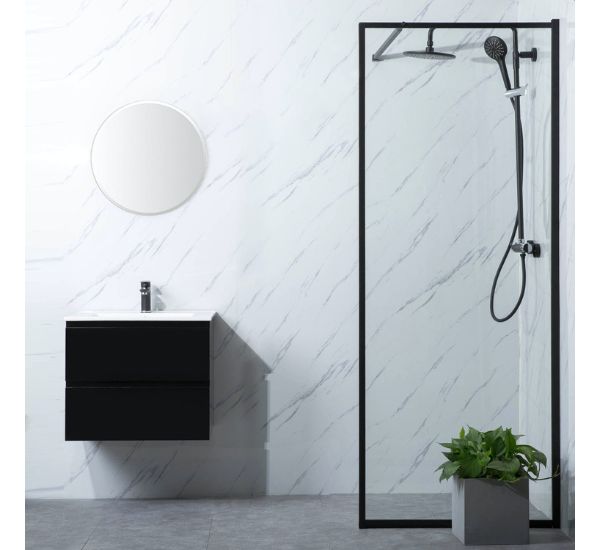 Suihkuseinä Bathlife Profil, kirkas lasi, musta, 800x2000mm