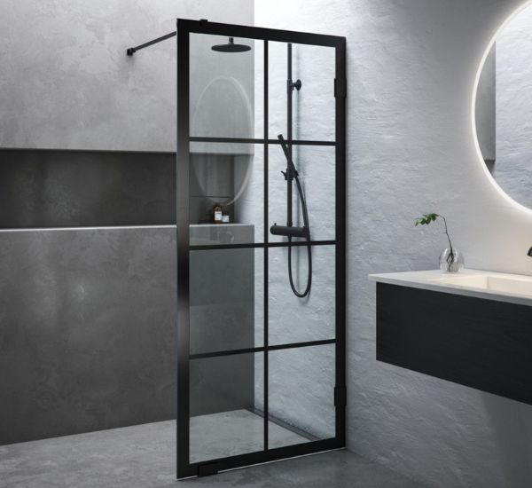 Suihkuseinä Svedbergs 180° Rista, musta kehys, 780x2000mm