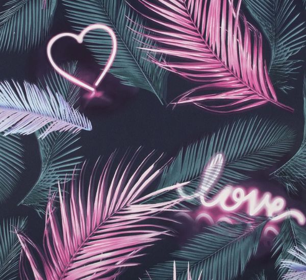 Sandudd Neon Love 106842 pinkki palmu tapetti